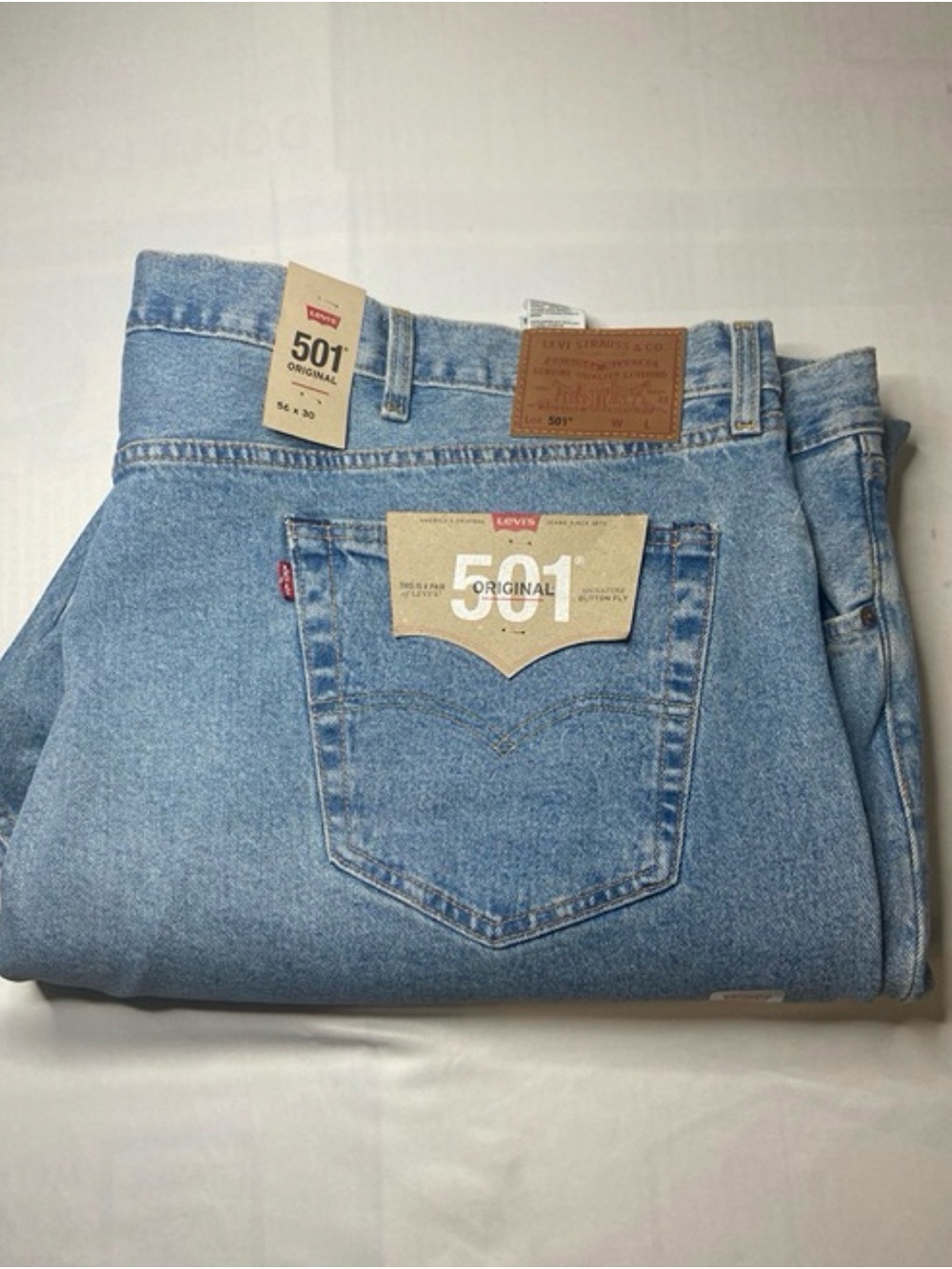 NWT Levi's Premium 501 Jeans Blue Stretch Big &Tall Men's 56x30 Straight Leg